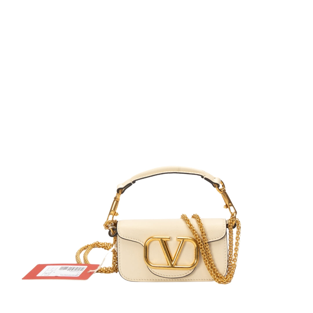 Valentino Garavani Locò Small Off-White Shoulder Bag
