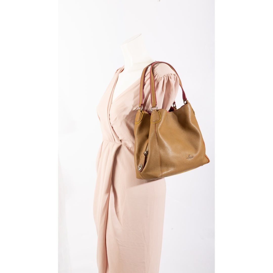 Coach Tan Edie Shoulder 28 Bag