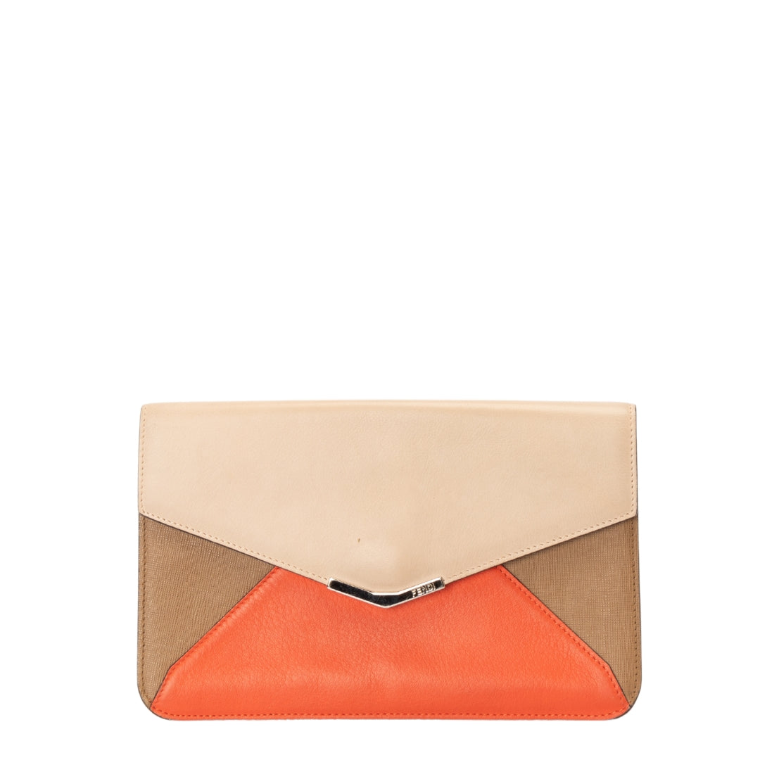 Fendi Tri Color Leather 2Jours Envelope Clutch