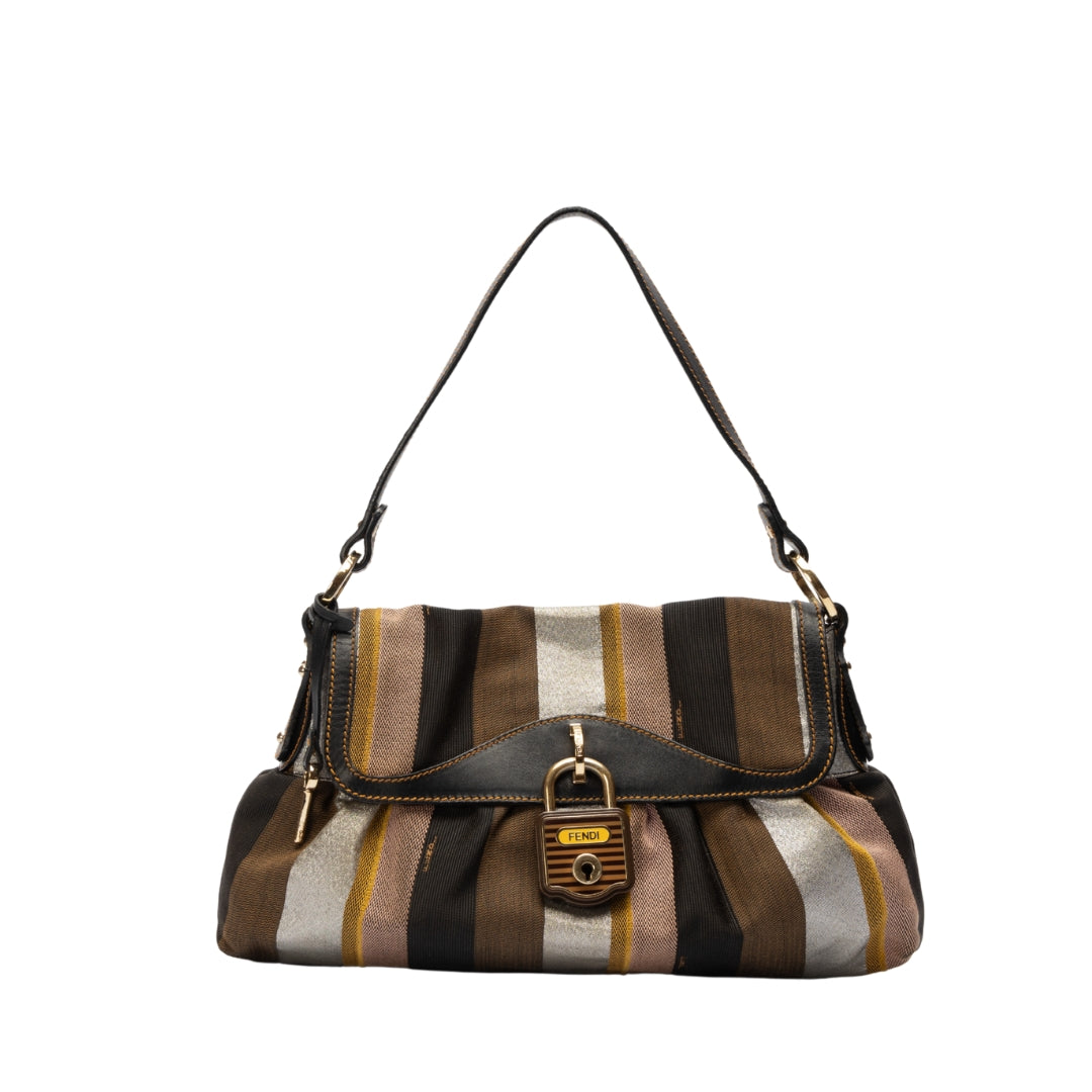 Fendi Multicolor Canvas Pequin Chef Shoulder Bag