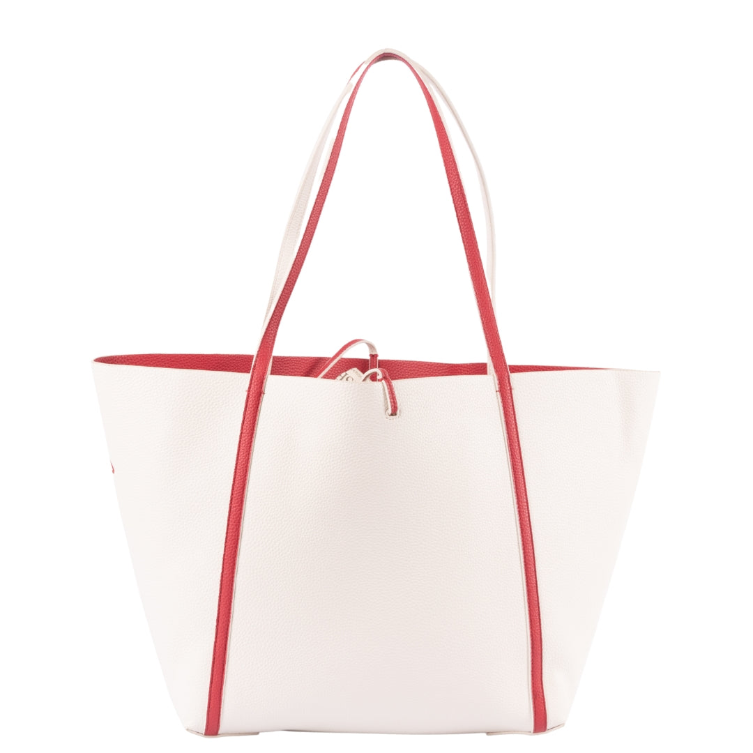 Armani Exchange White & Red Reversible Tote Bag With Pouch