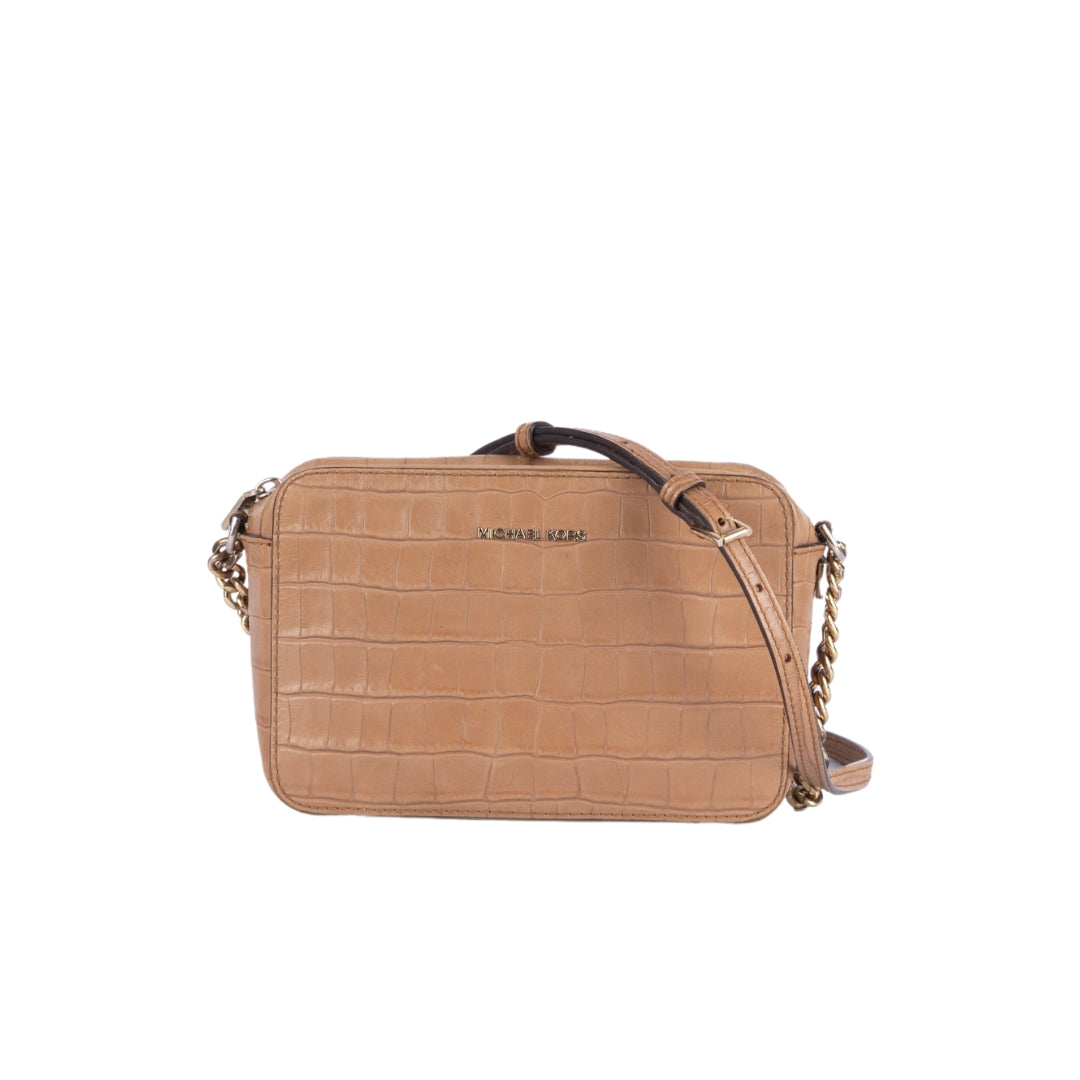 Michael Kors Croc Embossed Leather Ginny Crossbody Bag