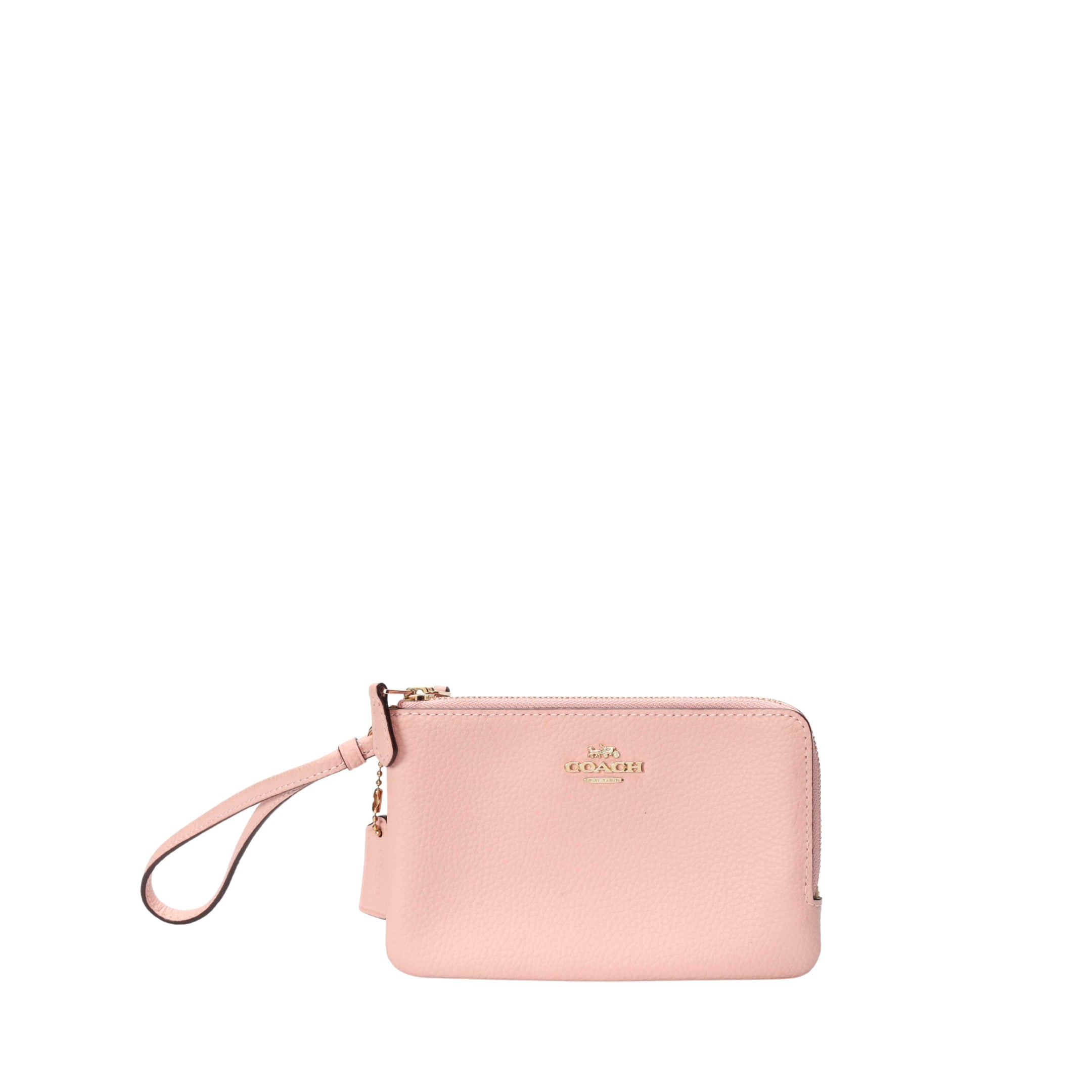 Coach Pebbled Leather Pink Wristlet Wallet