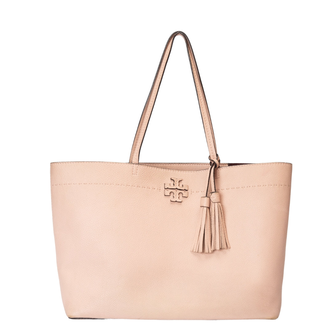 Tory Burch Pink Pebbled Leather McGraw Tote Bag