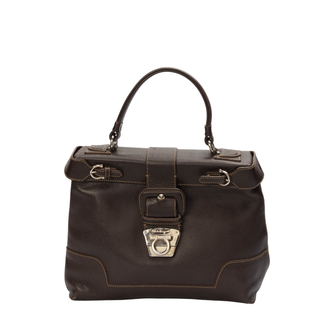 Salvatore Ferragamo Brown Gancini Satchel