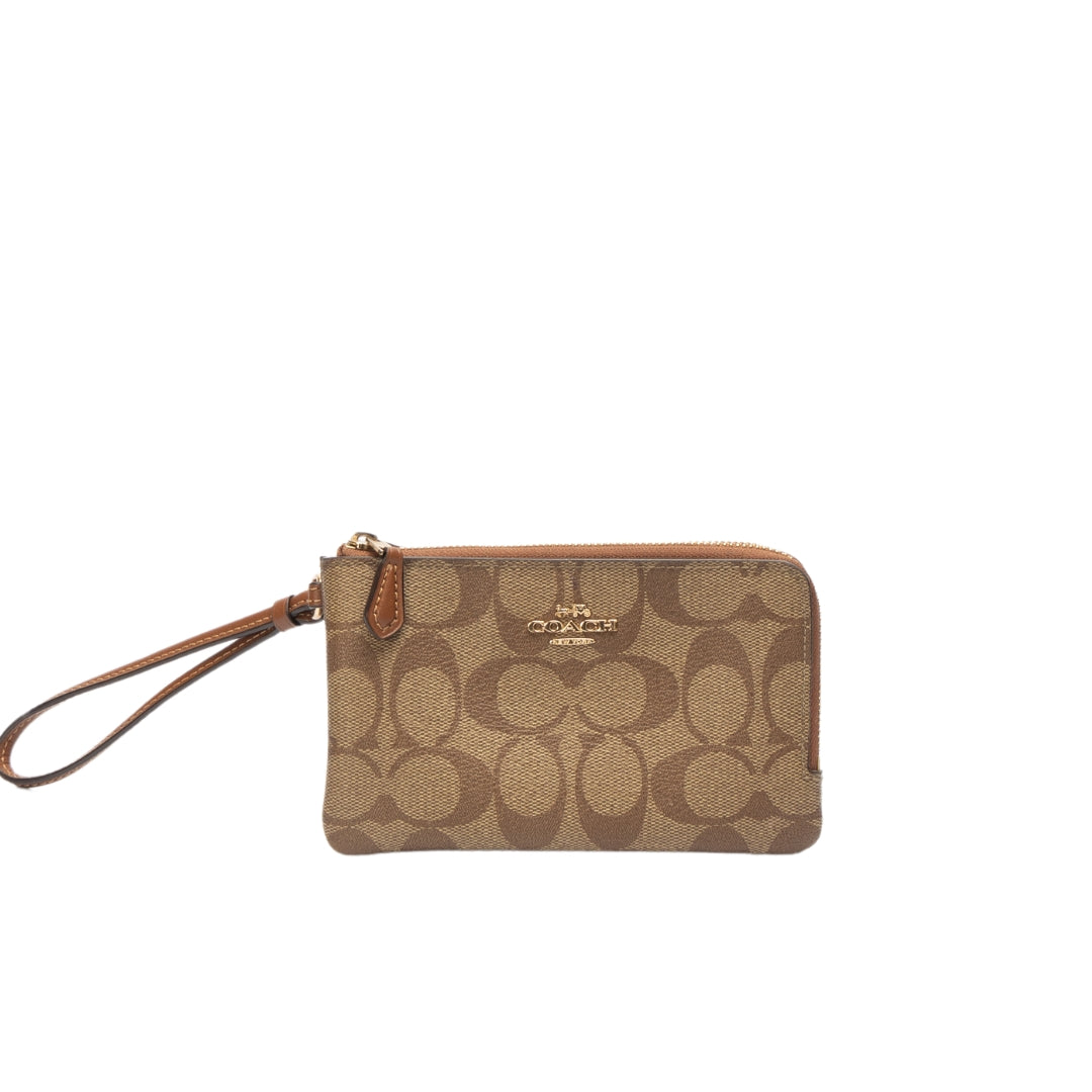 Coach Signature Canvas Double Corner Zip Wristlet