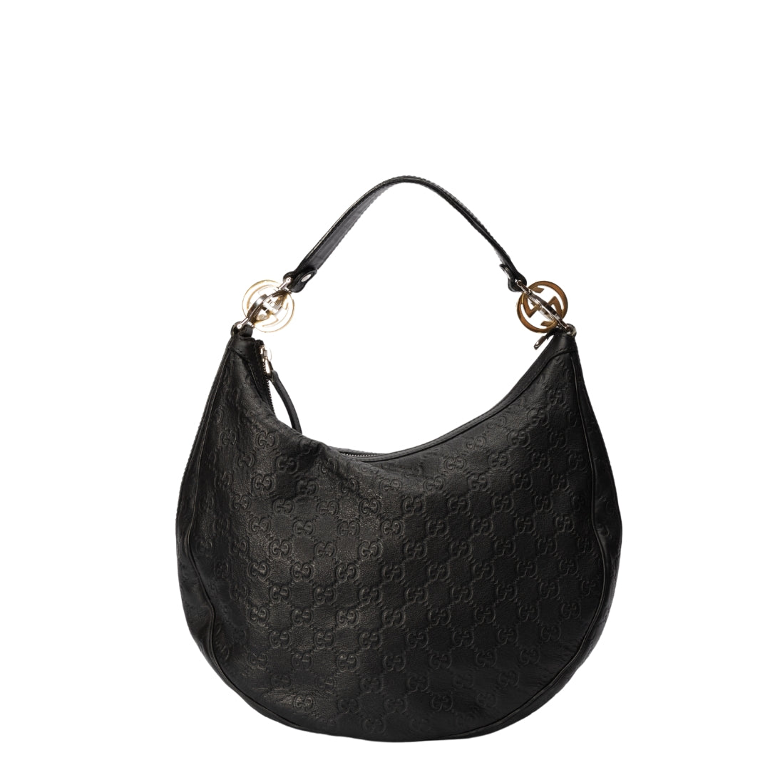 Gucci GG Black Guccissima Leather Hobo Bag