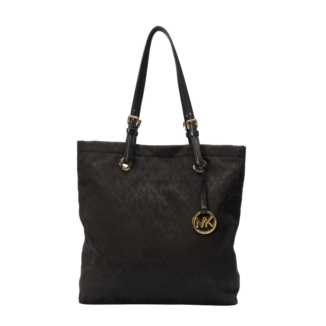 Michael Kors Black Canvas Jet Set Logo Tote