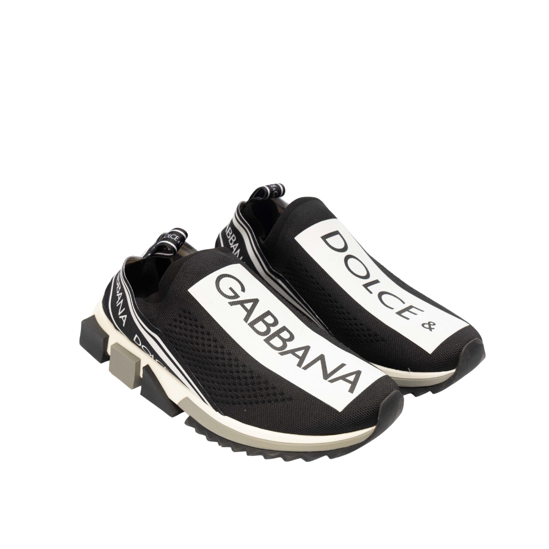 Dolce & Gabbana Black/White Sorrento Slip On Sneakers