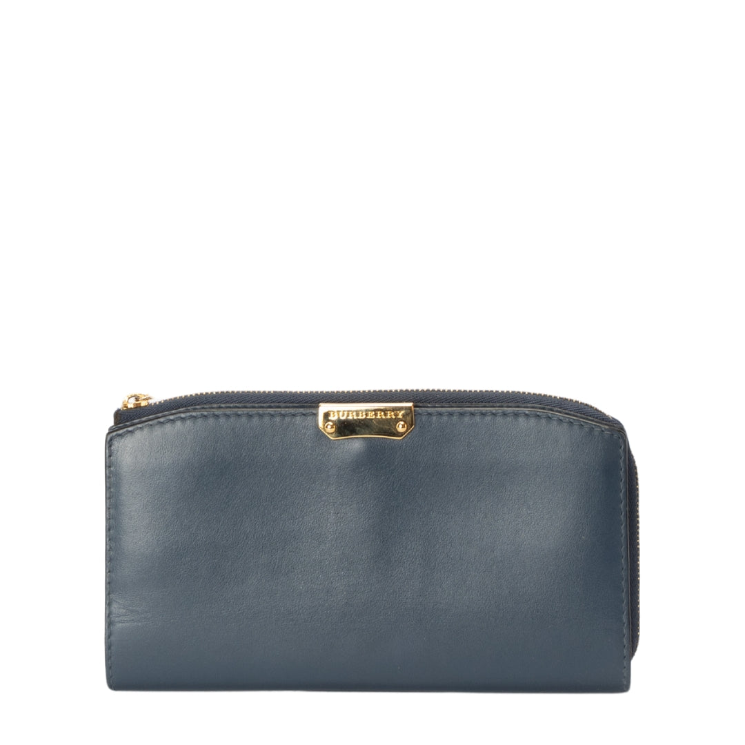 Burberry Blue Leather Continental Wallet