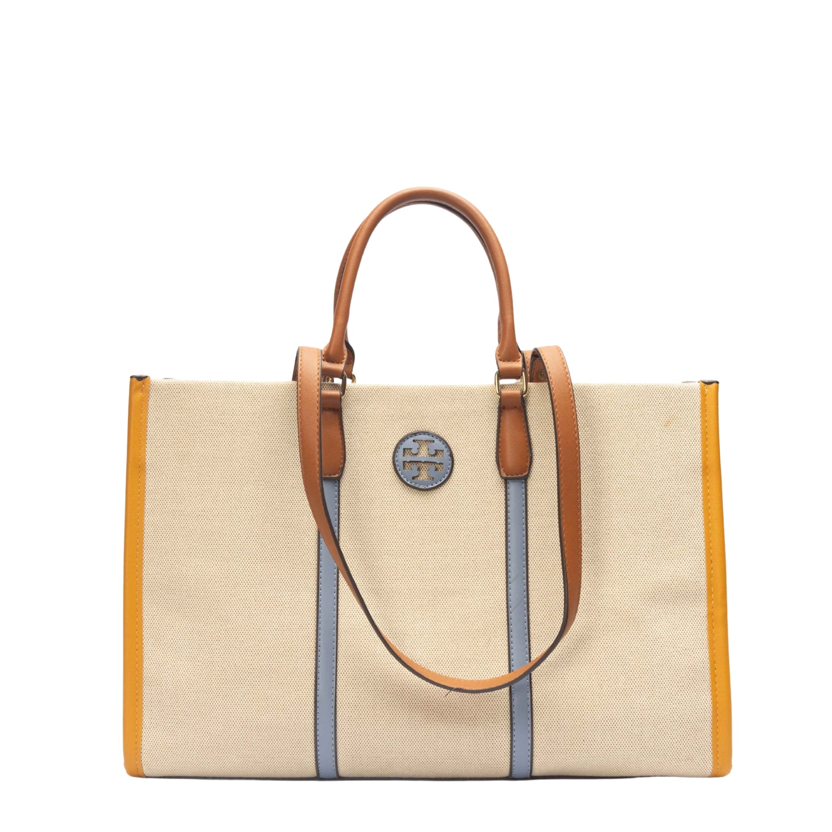 Tory Burch Tricolor Canvas Blake Shopper Tote