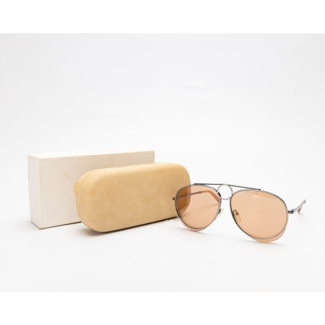 Chloe Metal Mirrored Romie Aviator Sunglasses