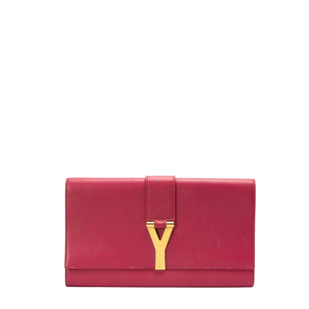 Saint Laurent Pink Leather Y-Ligne Clutch
