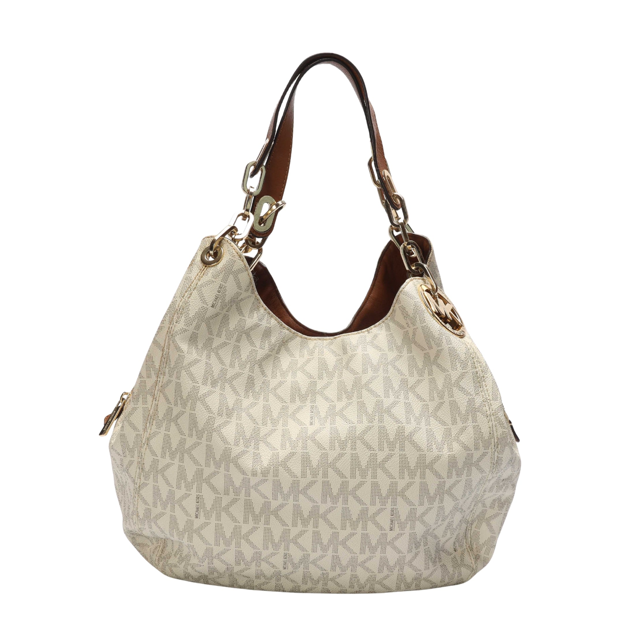 Michael Kors Vanilla Logo Fulton Hobo Bag