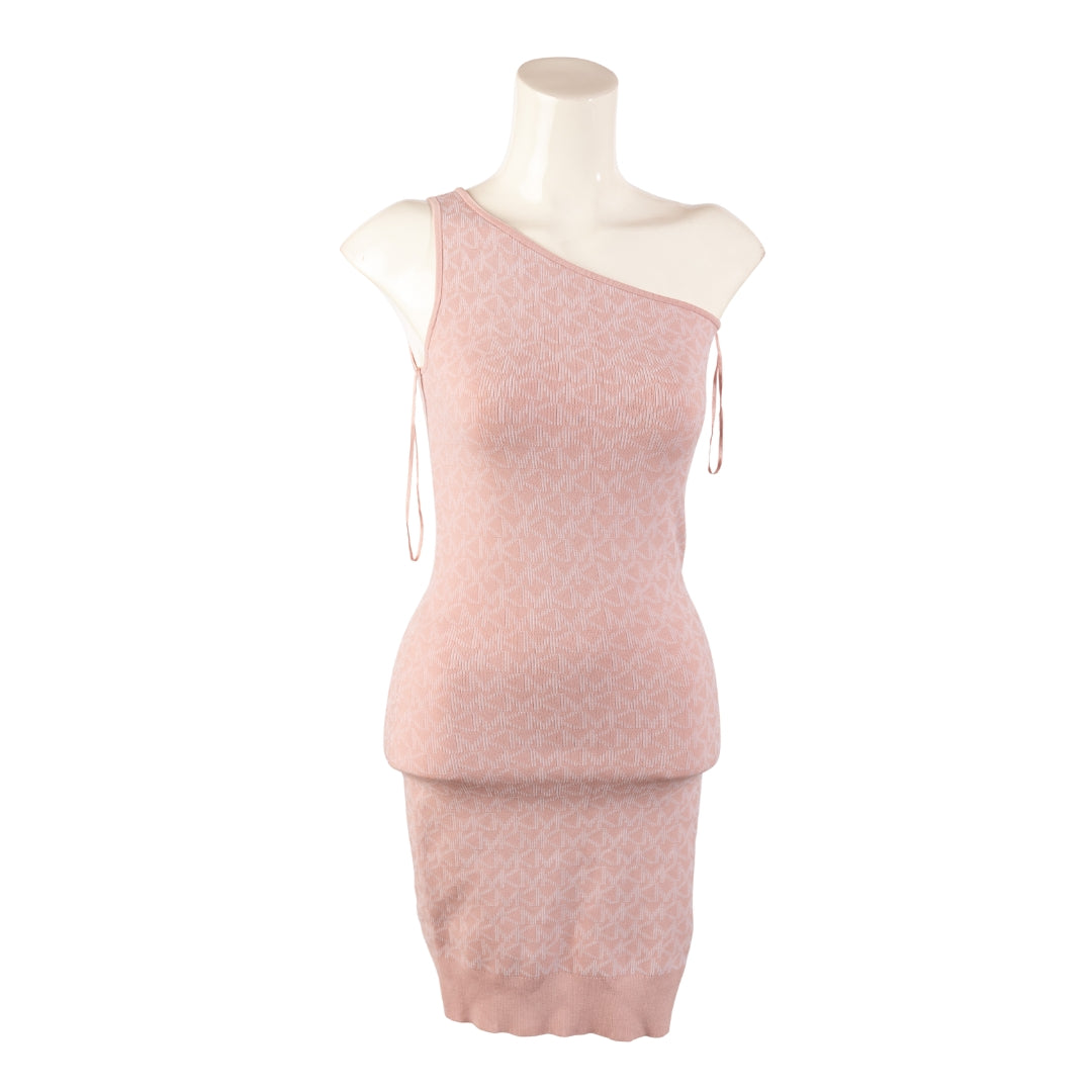 Michael Kors Logo Jacquard One-Shoulder Tank Dress