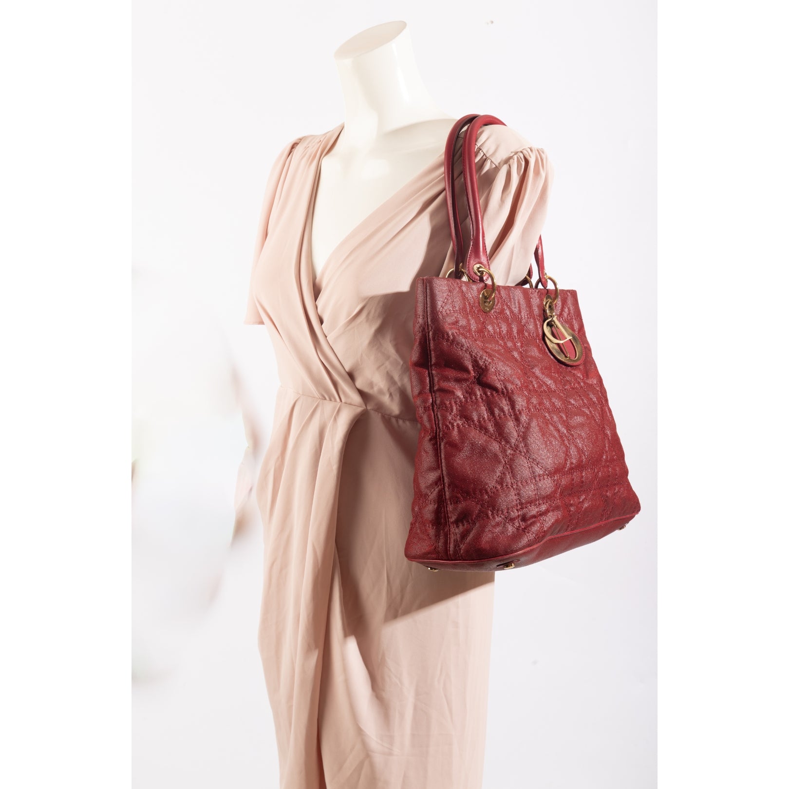 Dior Red Cannage Leather Soft Lady Dior Tote
