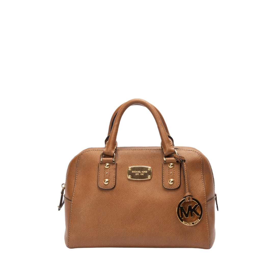 Michael Kors Brown Leather Round Top Handle Bag