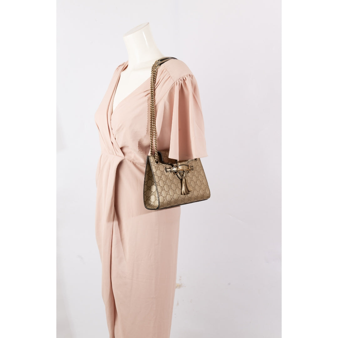 Gucci Gold Guccissima Emily Chain Shoulder Bag