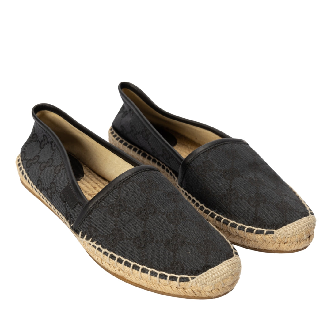 Gucci Black GG Canvas and Leather Espadrille