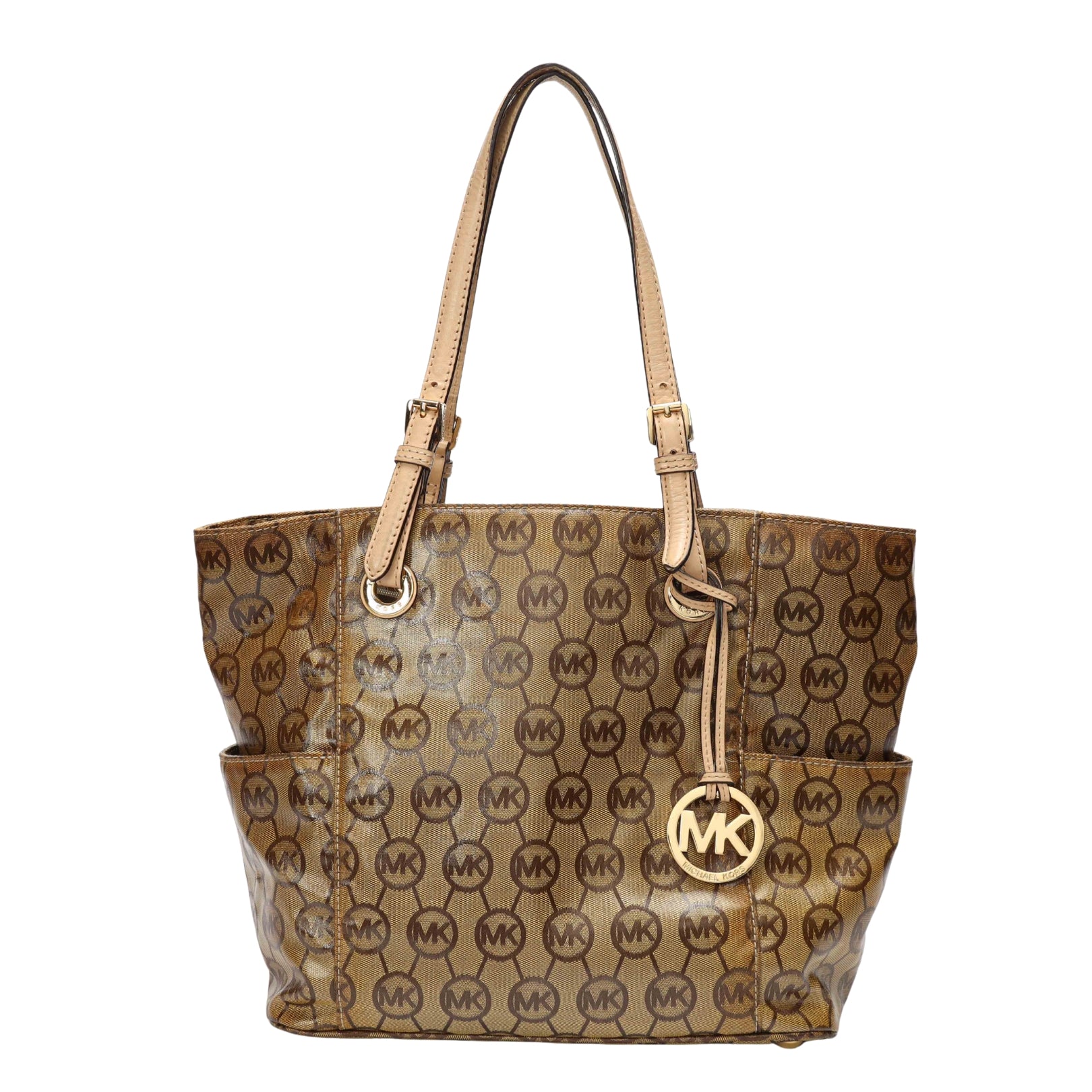 Michael Kors Beige Signature Canvas Jet Set Tote