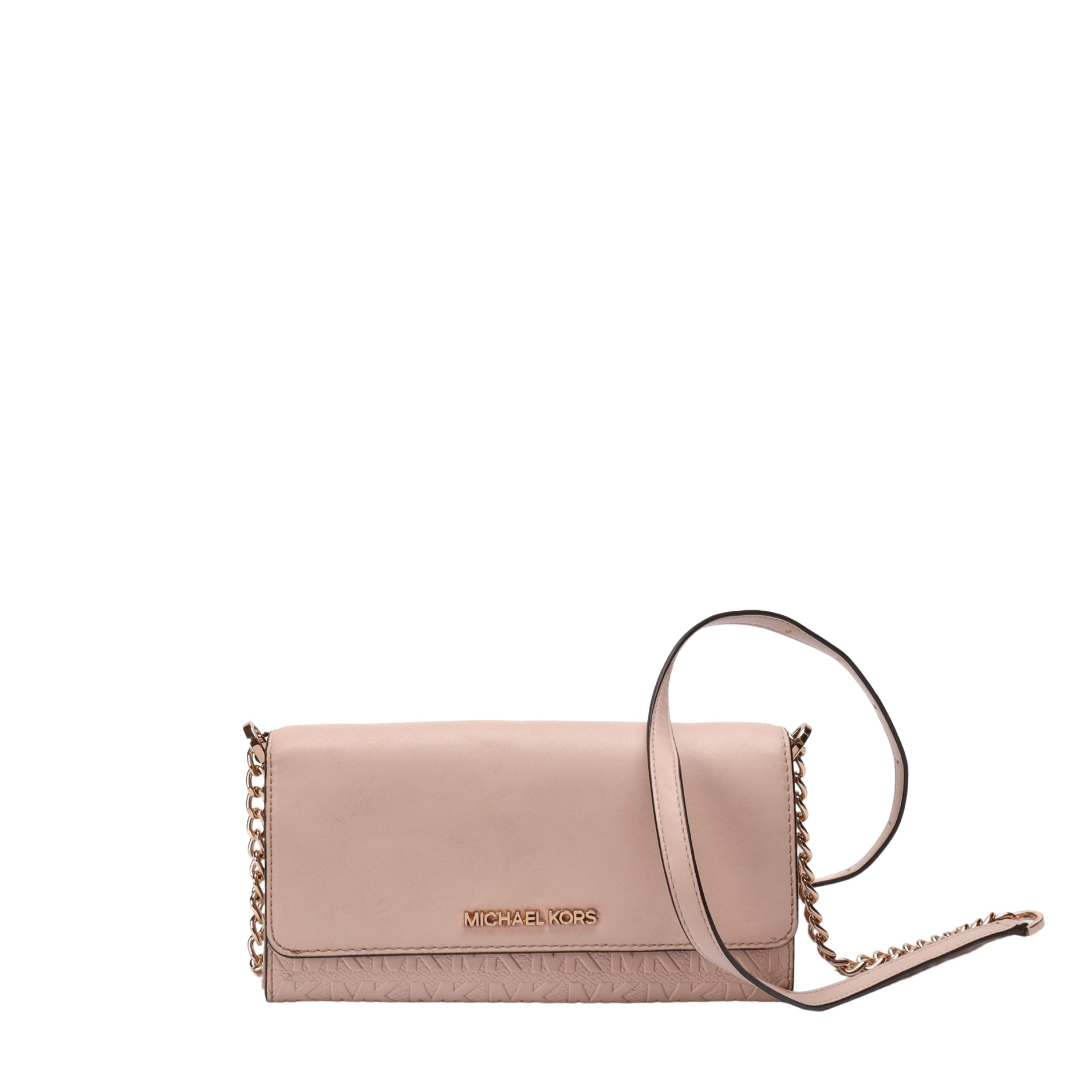 Michael Kors Pink Jet Set Flap Wallet on Strap