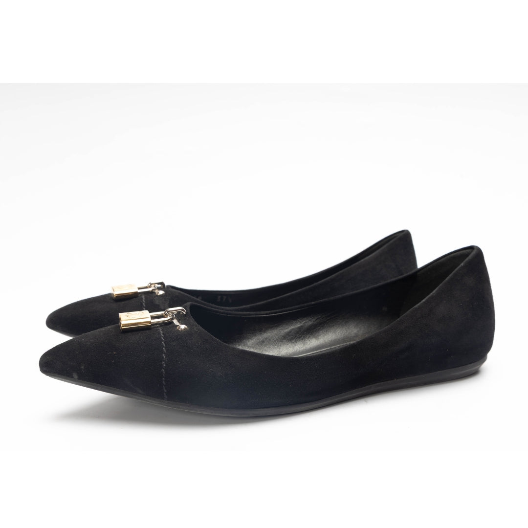 Louis Vuitton Black Suede Pointed Toe Ballet Flats