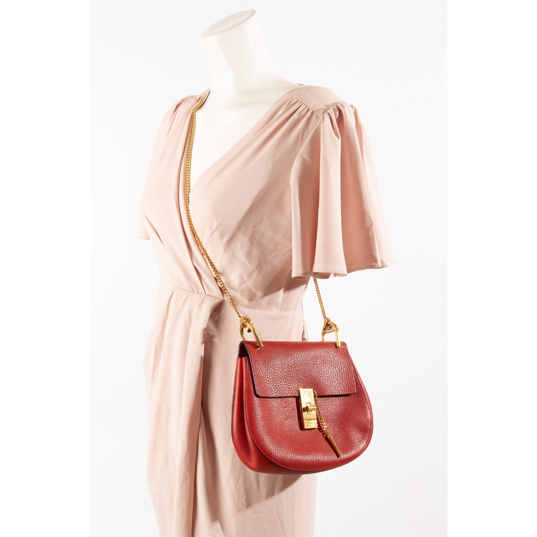 Chloe Red Drew Chain Crossbody Bag