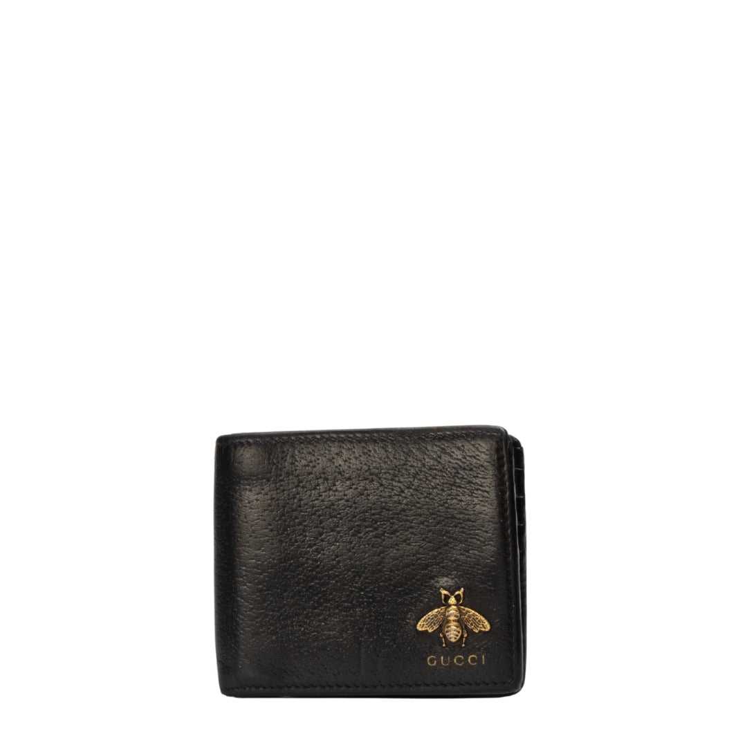 Gucci Bee Black Leather Bifold Wallet