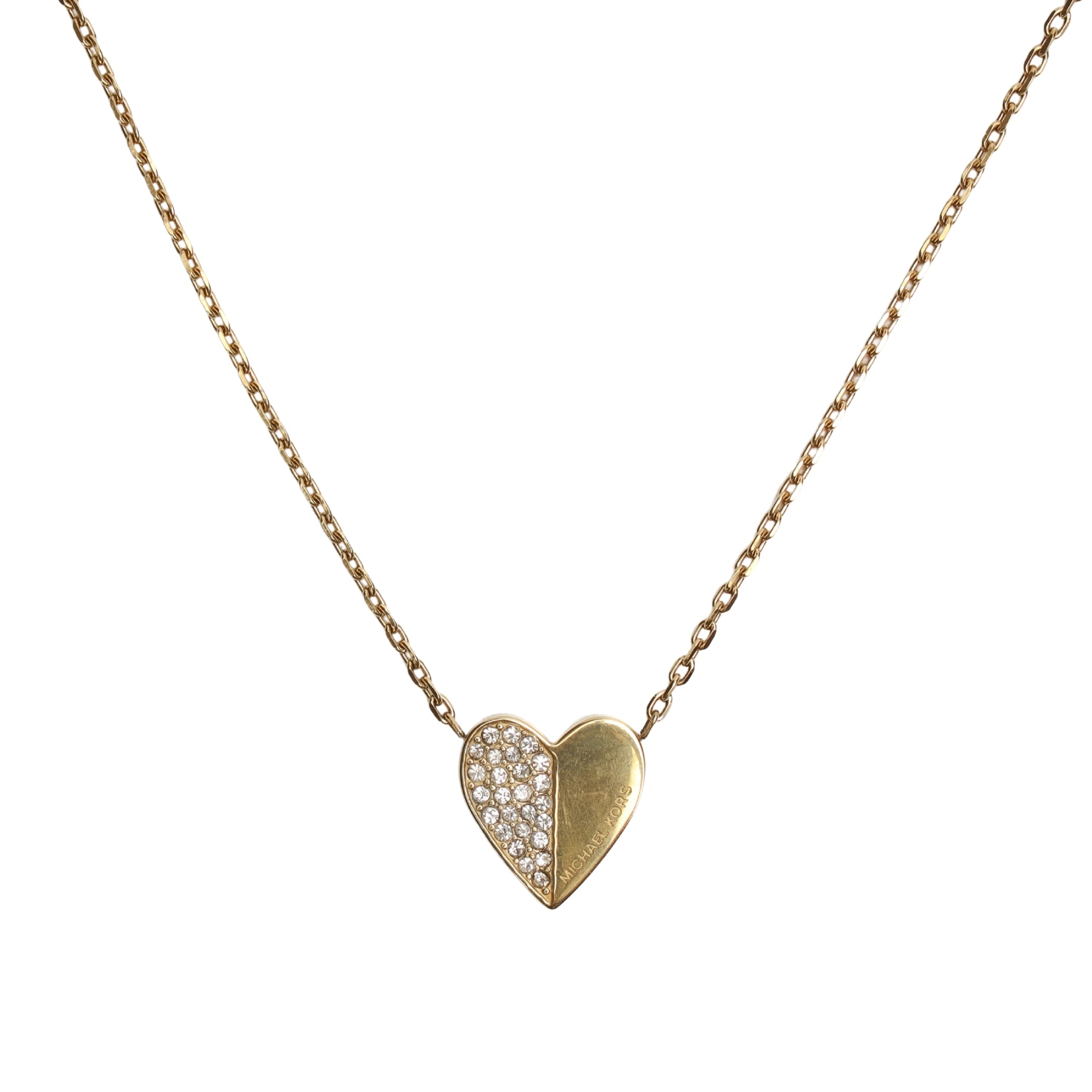 Michael Kors Pavé Gold-Tone Heart Pendant Necklace