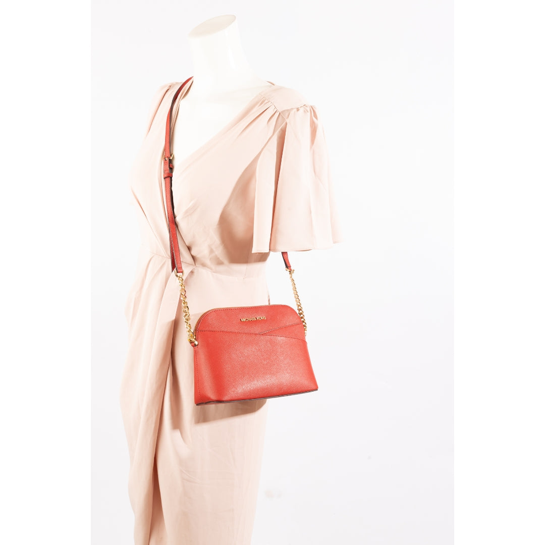 Michael Kors Red Jet Set Travel Medium Dome Crossbody Bag