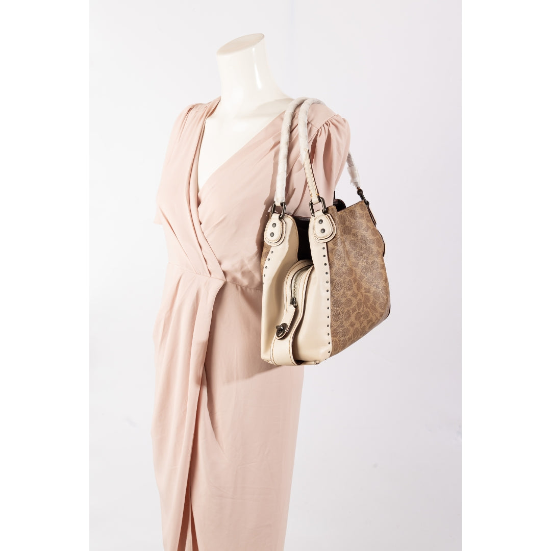 Coach Edie Signature Canvas Rivets Shoulder Bag 31
