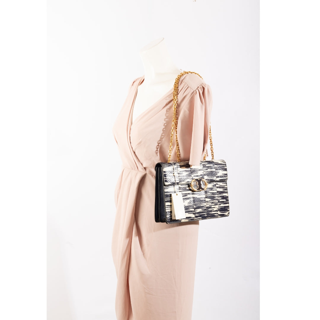 Tory Burch Navy Blue Gemini Link Shoulder Bag