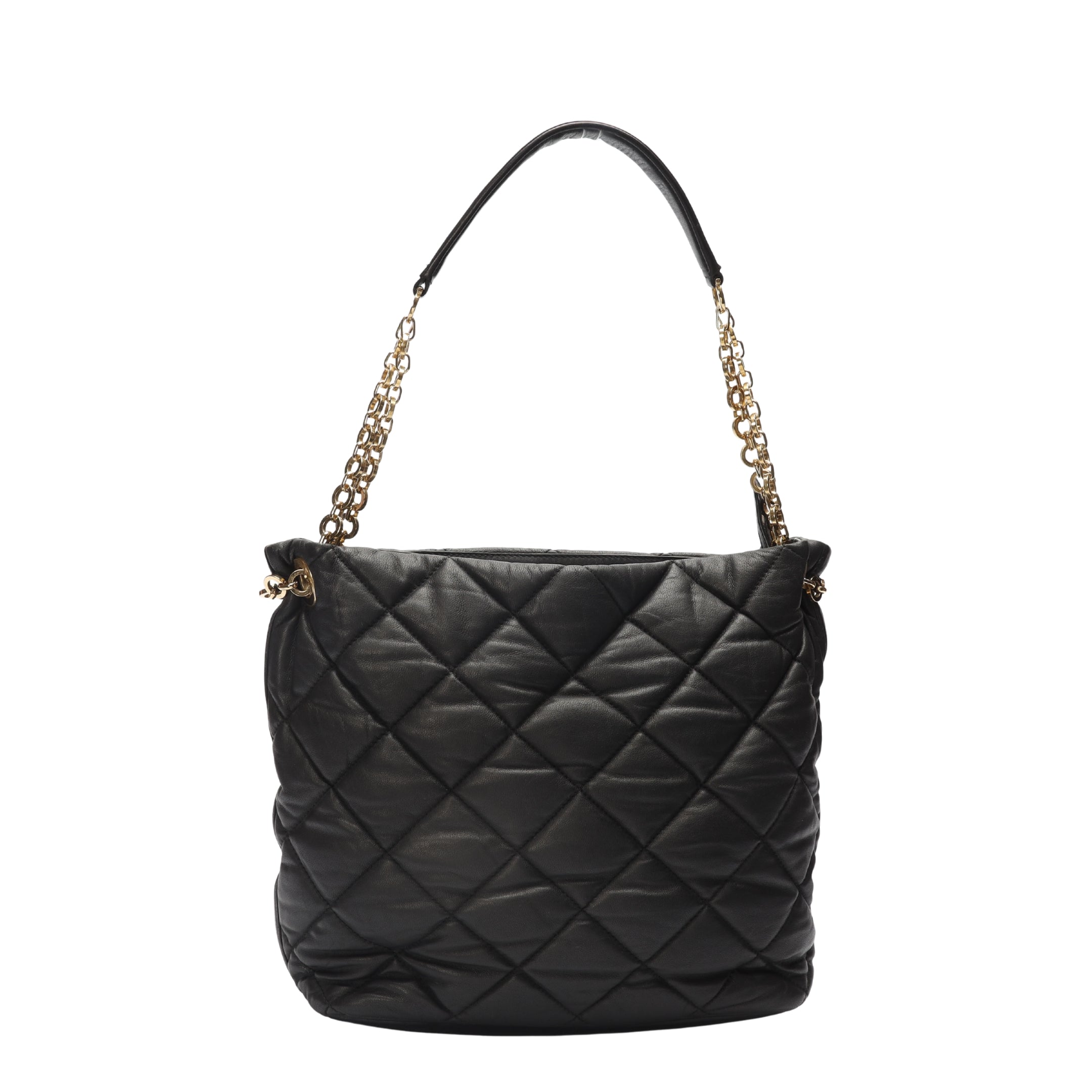 Salvatore Ferragamo Genny Black Quilted Bucket Bag