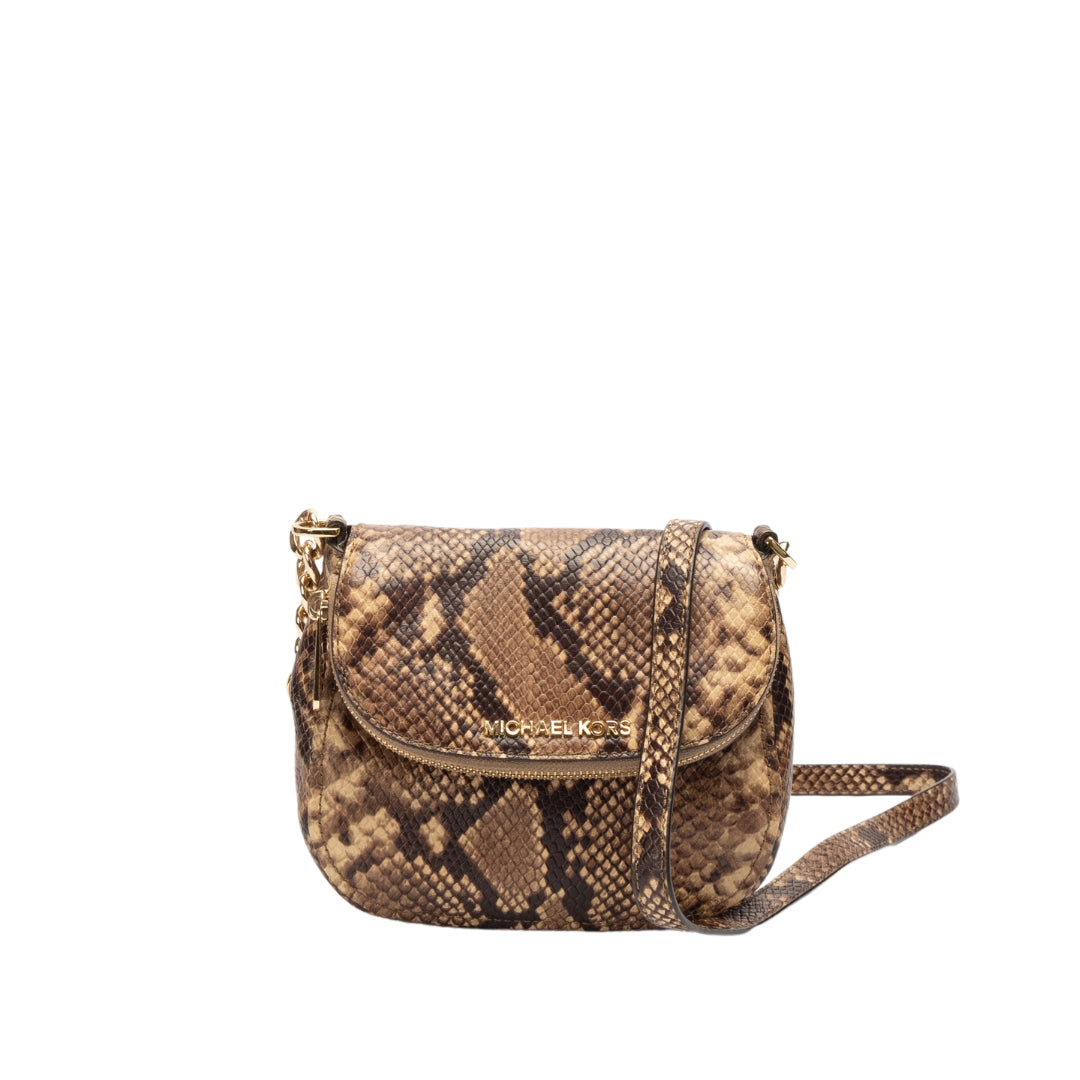 Michael Kors Snake Print Bedford Flap Crossbody Bag