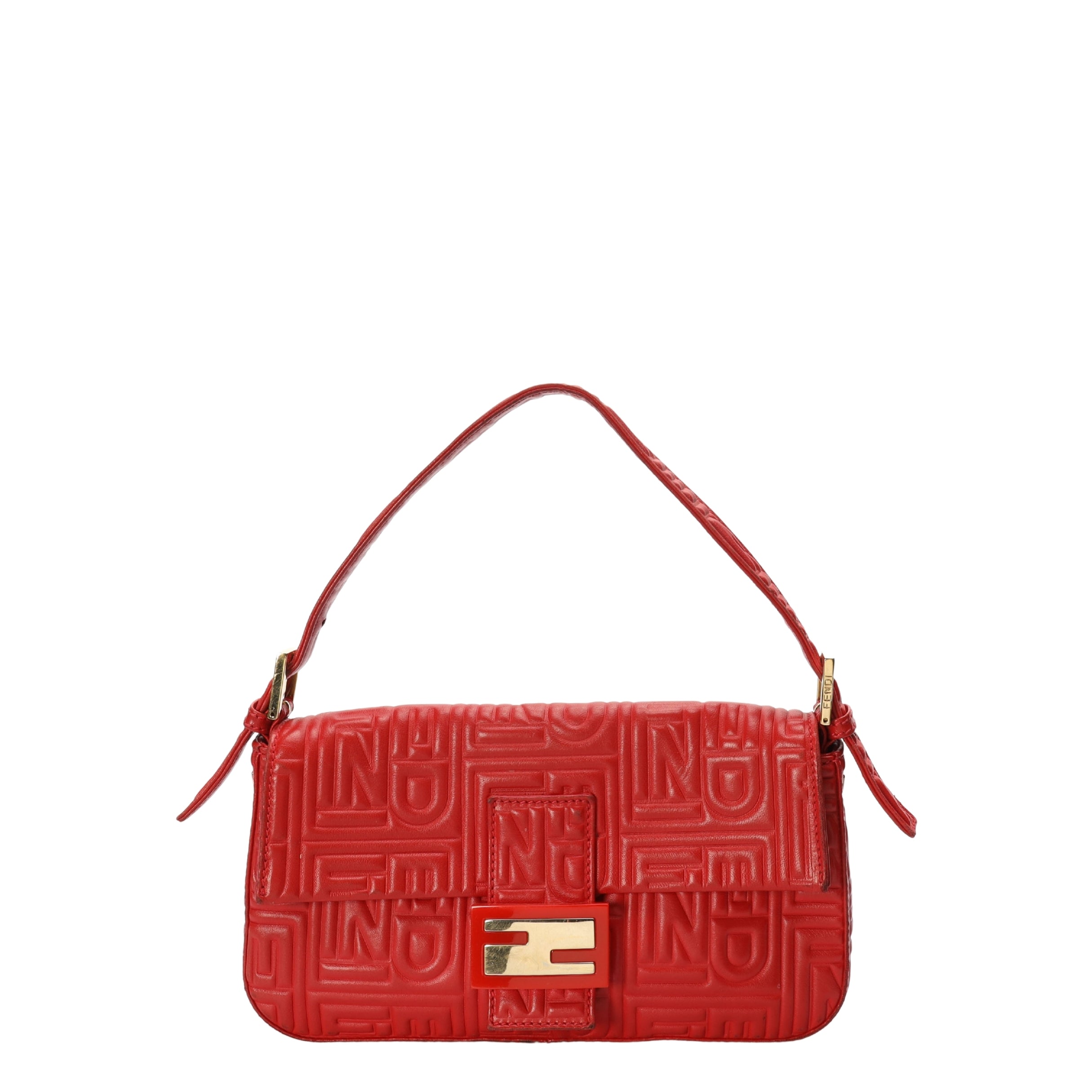 Fendi Red FF Baguette Crossbody Bag