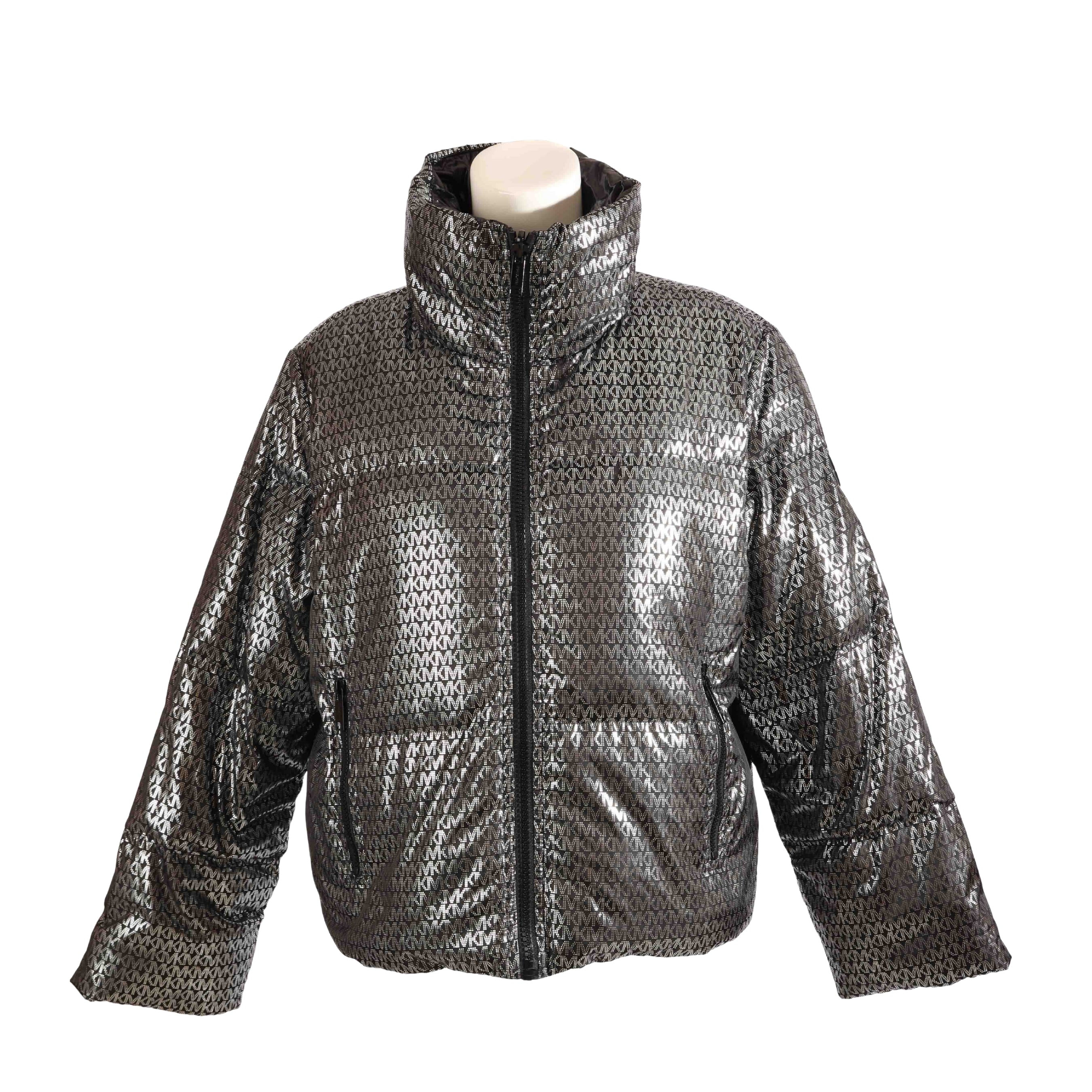 Michael Kors Logo Print High-Neck Puffer Jacket