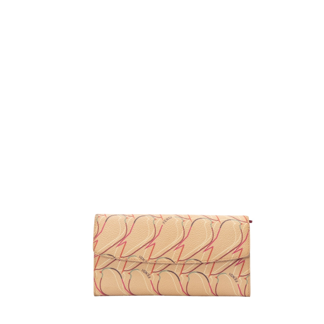 Fendi Bird Canvas Flap Wallet