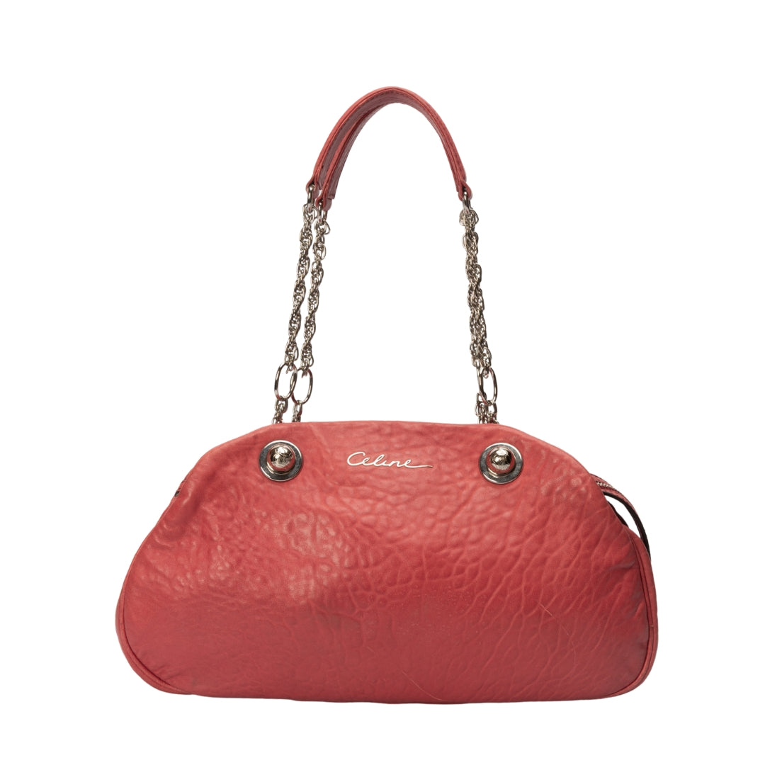 Celine Vintage Leather Peach Chain Shoulder Bag