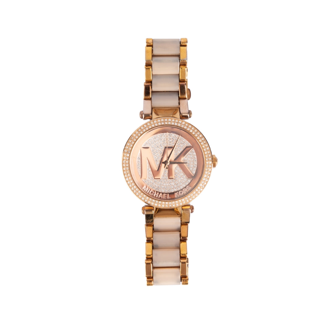 Michael Kors Parker Rose Gold MK Logo Dial Watch