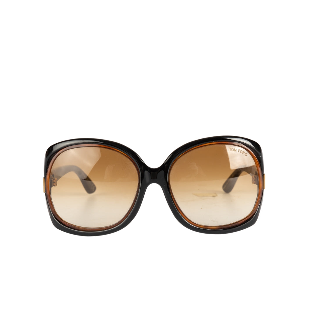 Tom Ford Black Frame Brown Gradient Lens Jaquelin Sunglasses