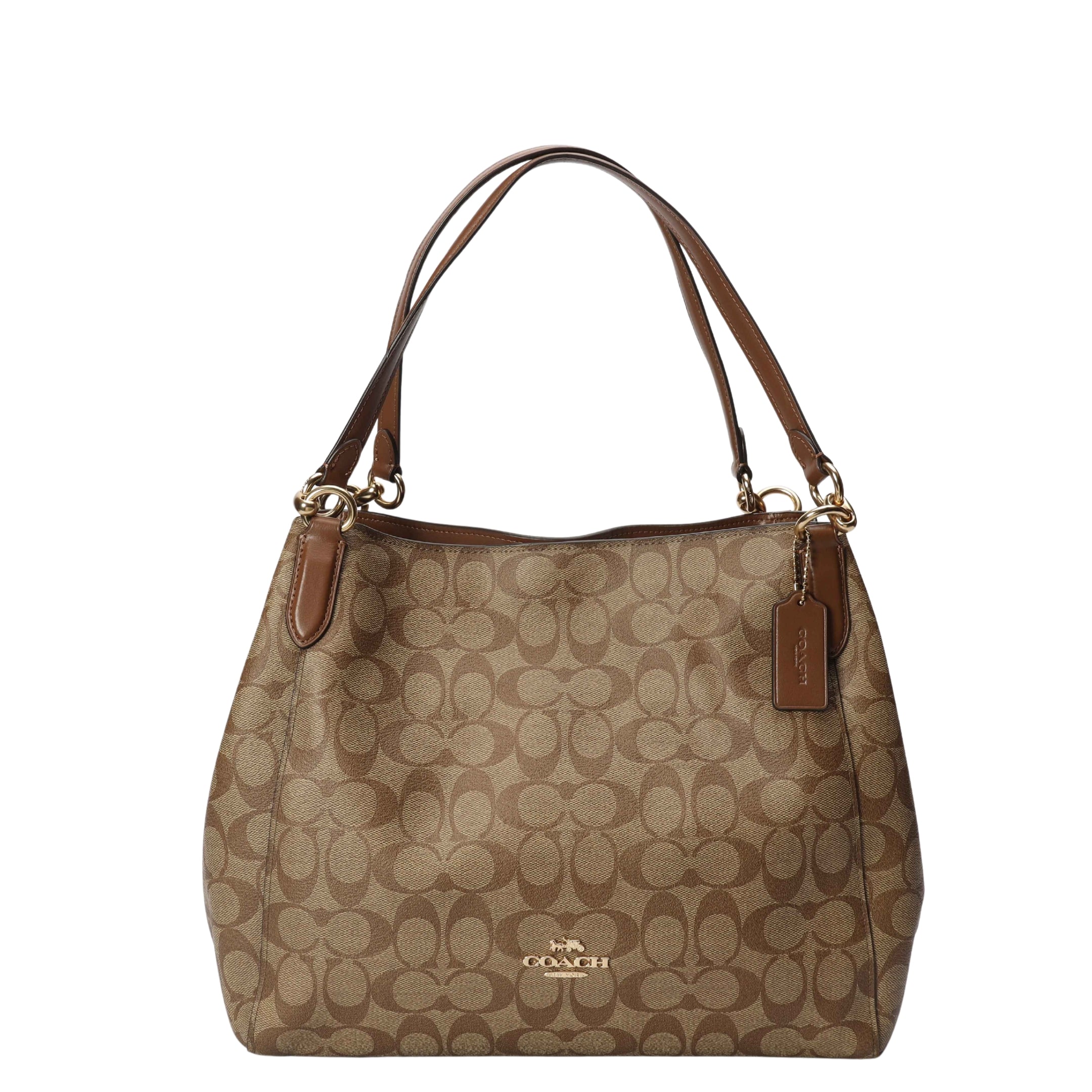 Coach Hallie Signature Canvas Brown Shoulder Bag
