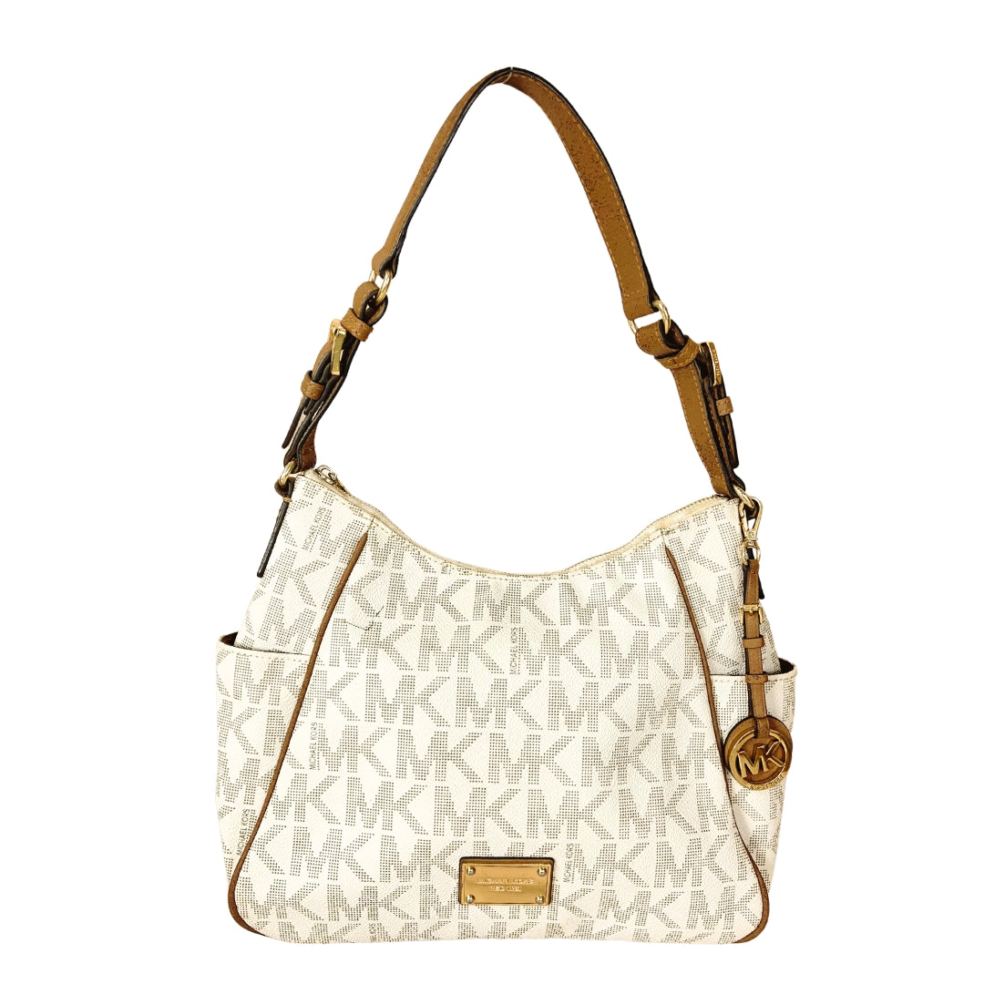 Michael Kors Signature Coated Canvas and Leather Jet Set Shoulder Bag