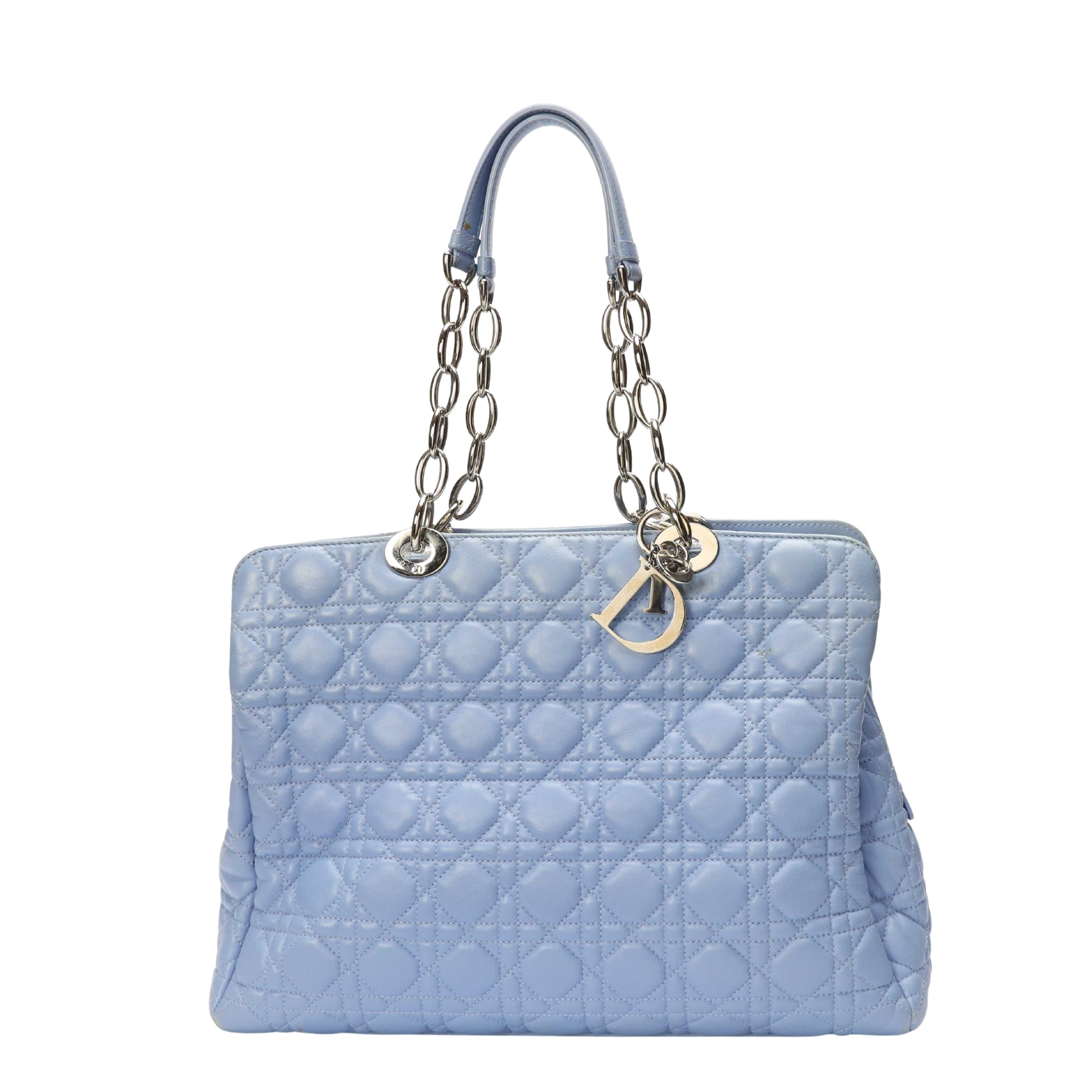 Dior Blue Cannage Leather Soft Lady Dior Tote