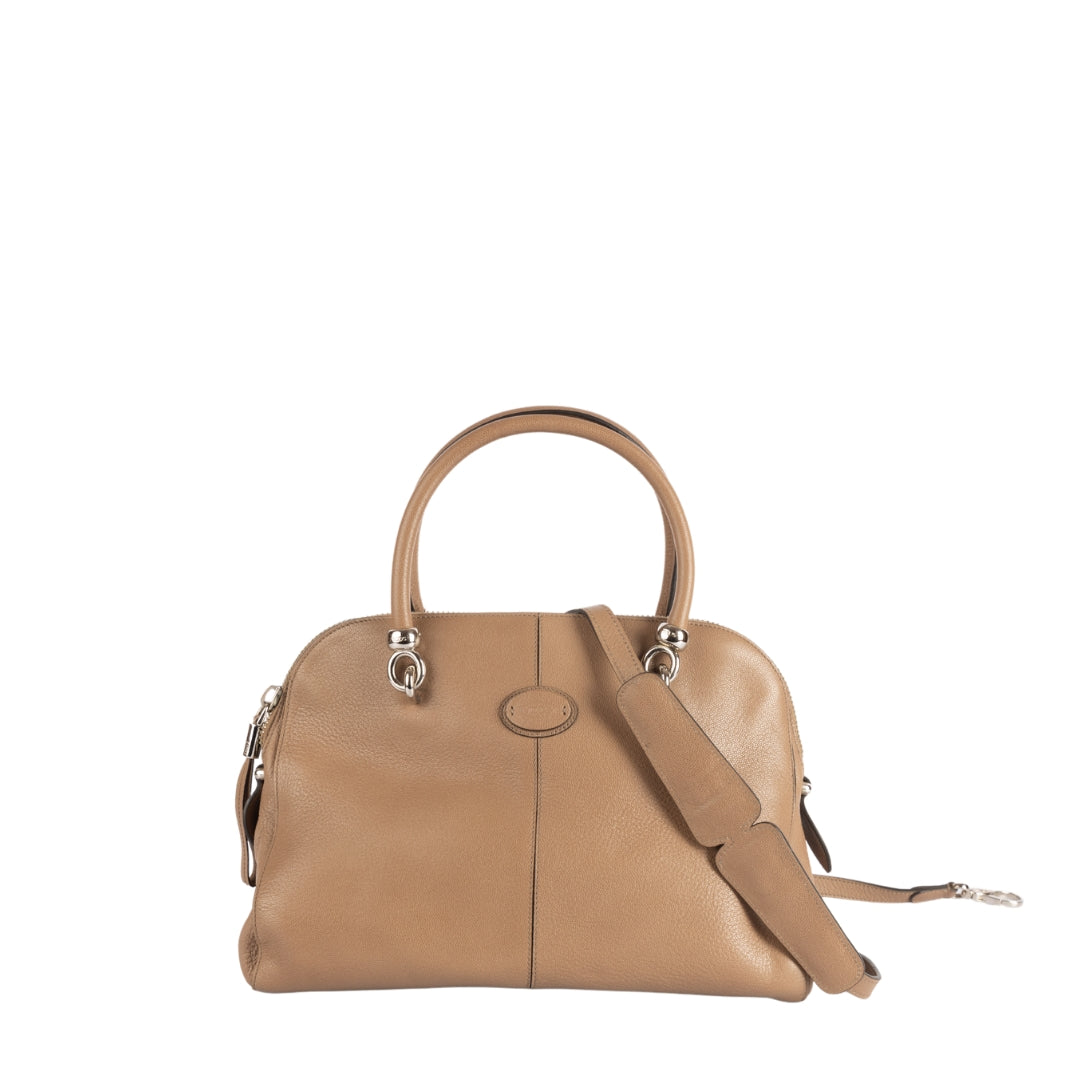 Tod's Dark Beige Leather Satchel