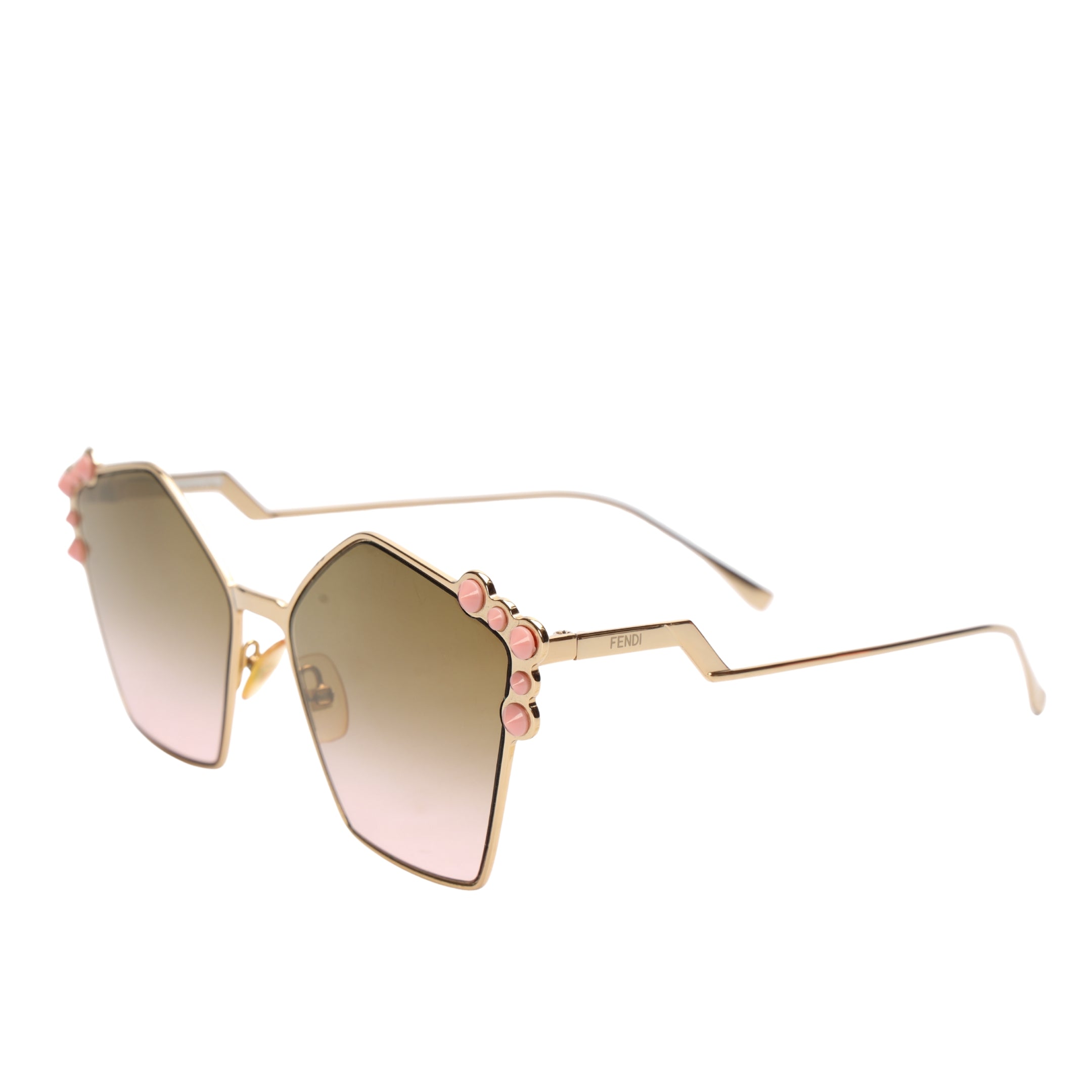 Fendi Goldtone Pentagon Sunglasses