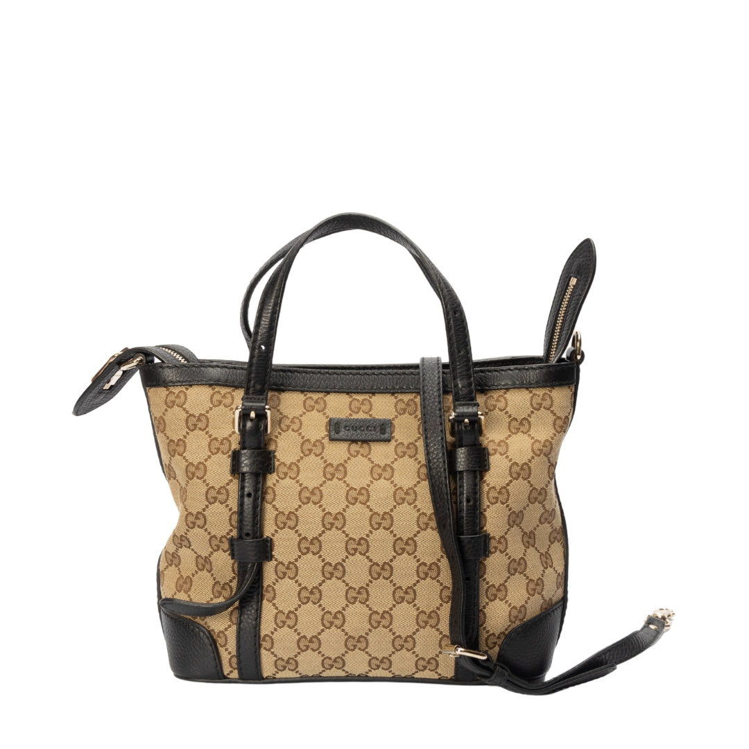 Gucci Beige-Black GG Canvas Classic Tote Bag