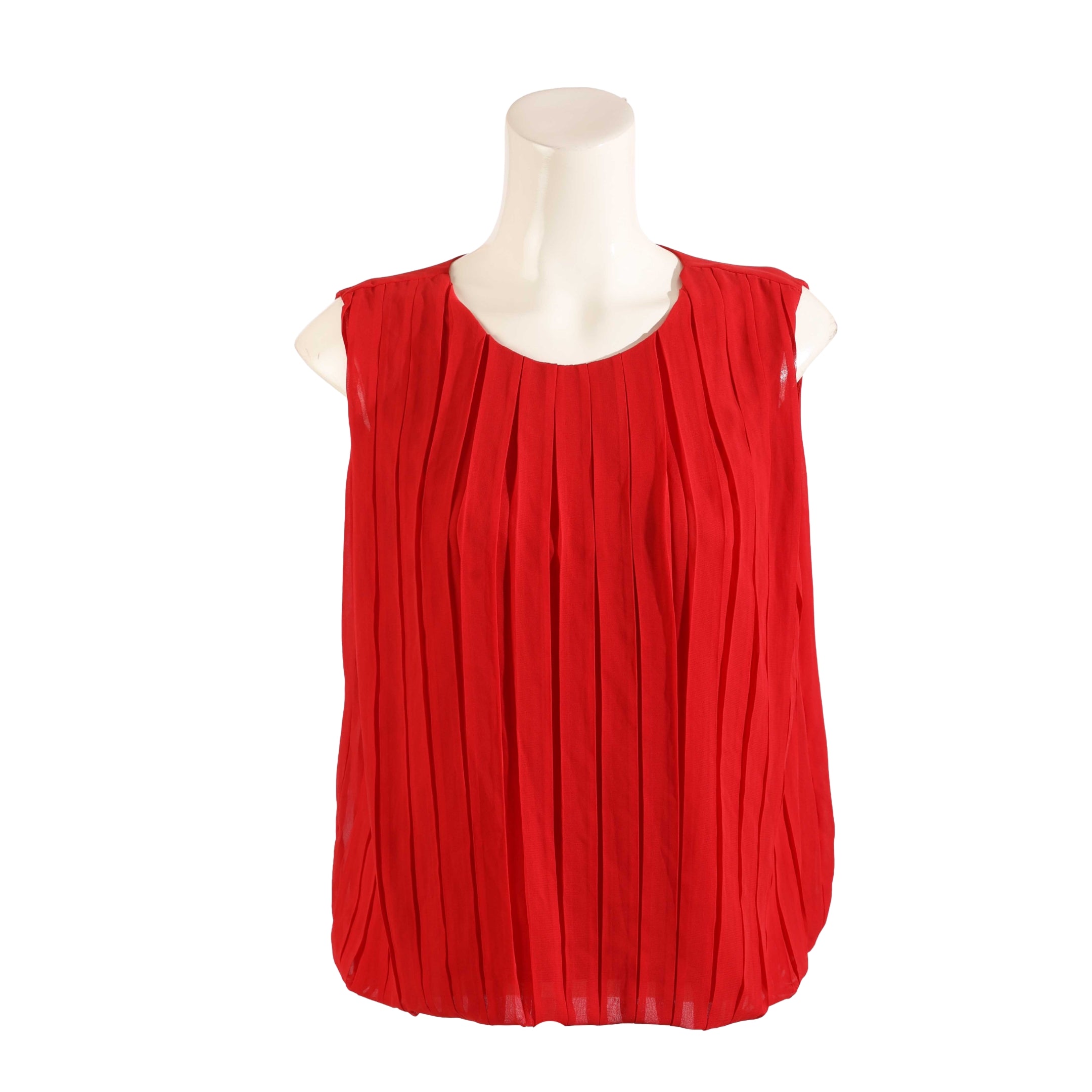 Calvin Klein Red Pleated Sleeveless Top