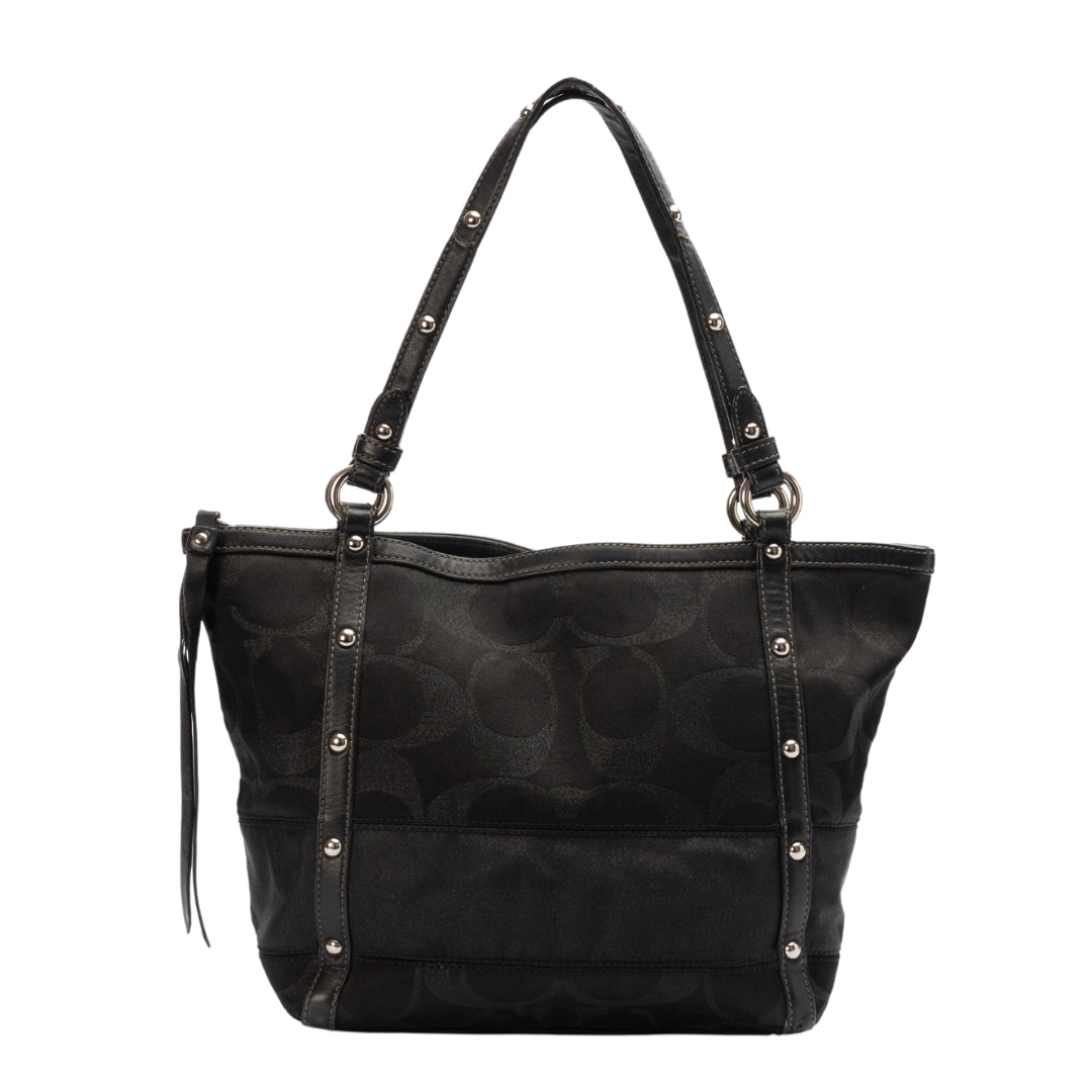 Coach Black Nylon Studded Shoulder Bag