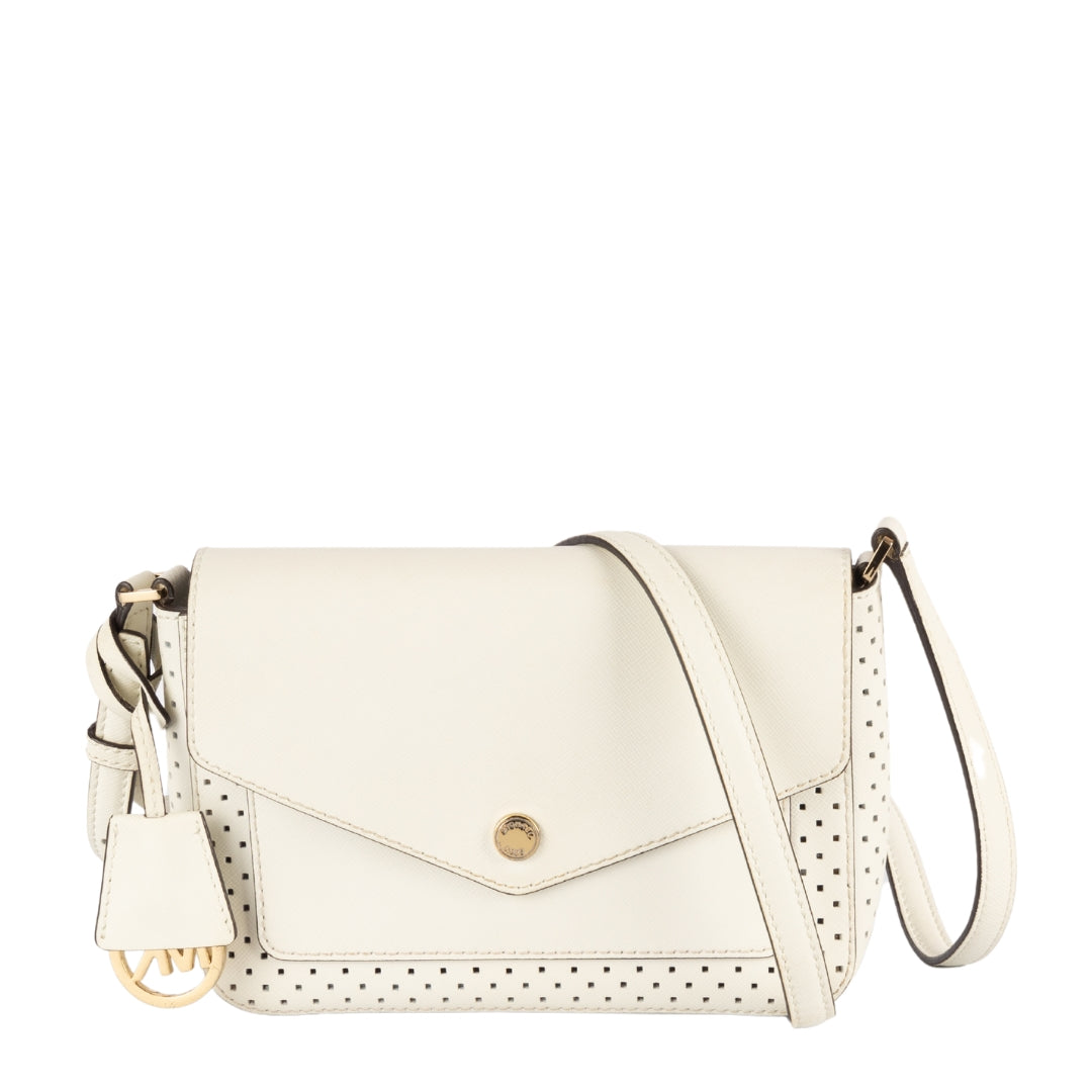 Michael Kors White Greenwich Medium Crossbody Bag