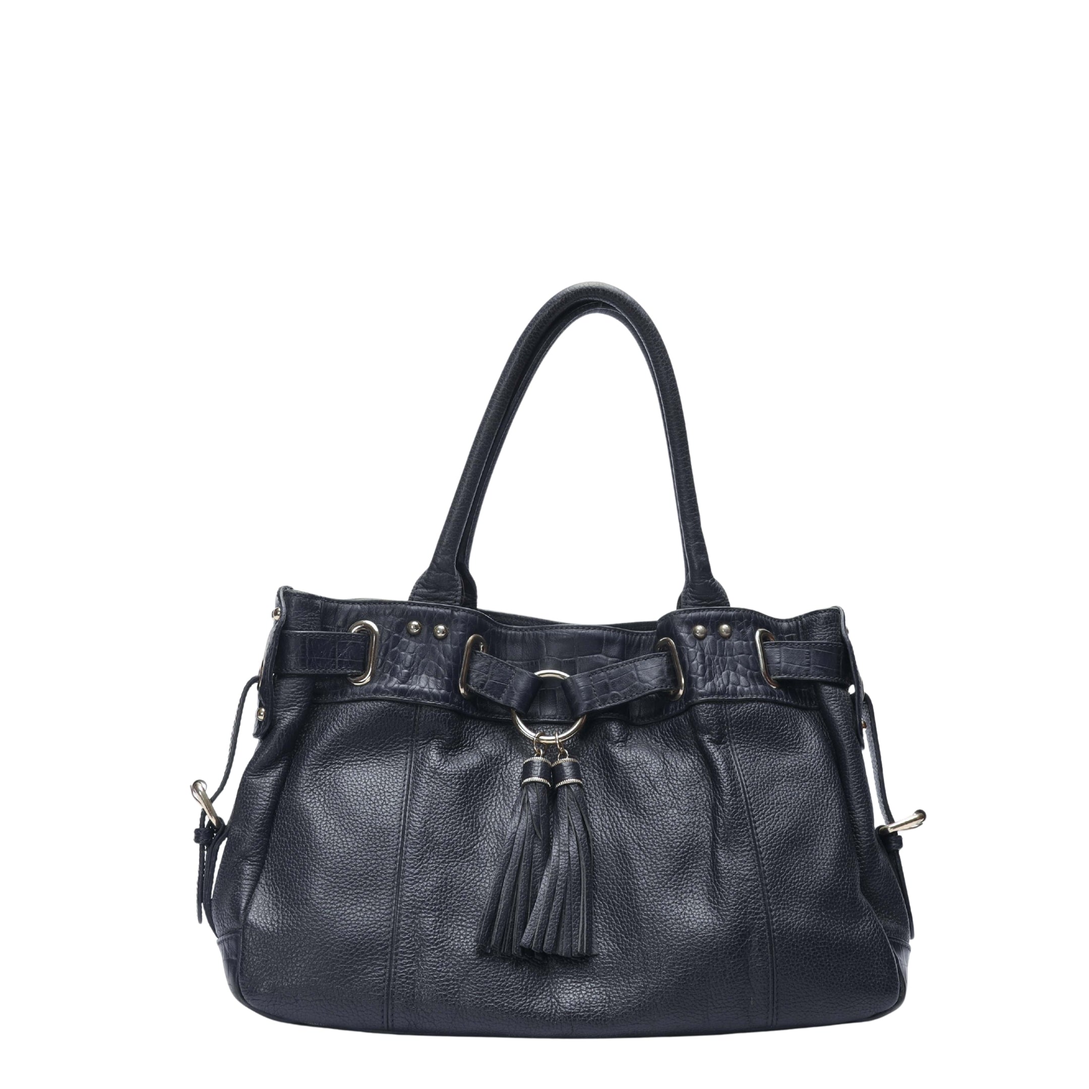 Balenciaga Navy Pebbled Leather Shoulder Bag